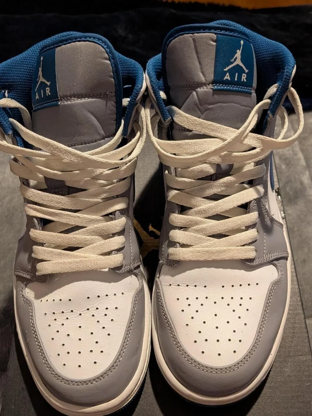Jordan Men's Mid Sneakers - White, Gray & Navy